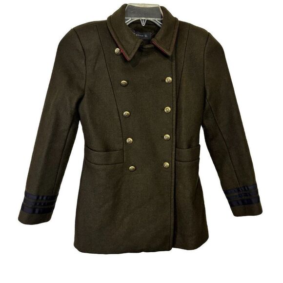 Zara Safari Jacket‎ S field Woman military coat Olive Green Pockets - Picture 1 of 16